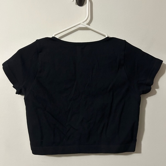 Garage Black V Neck Cropped  Top - Picture 2 of 3
